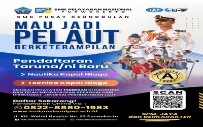 PENERIMAAN TARUNA BARU GELOMBANG 1 SMK PELAYARAN NASIONAL PURWOKERTO TAHUN PELAJARAN 2025/2026